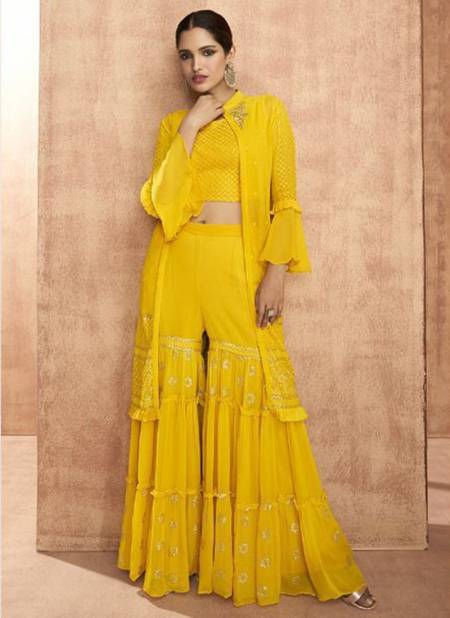 Yellow Colour SAYURI ATTIRES New Designer Festive Wear Readymade Salwar Suit Collection 9103